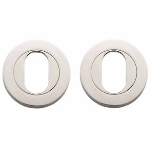 OVAL CYLINDER ESCUTCHEONS POLISHED NICKEL