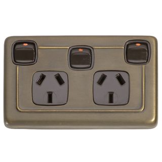 POWER SOCKET ANTIQUE BRASS