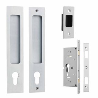 SLIDING DOOR HARDWARE BRUSHED CHROME