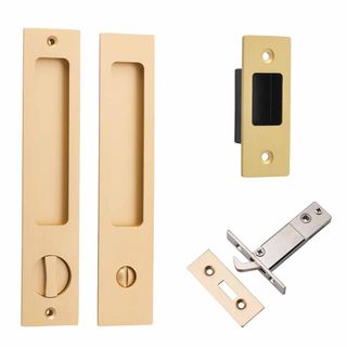 SLIDING DOOR PRIVACY SETS BRUSHED BRASS