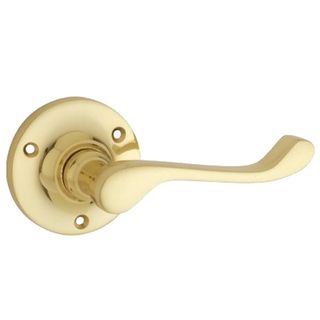 LEVER ON ROSE POLISHED BRASS