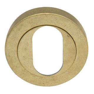 OVAL CYLINDER ESCUTCHEONS RUMBLED BRASS