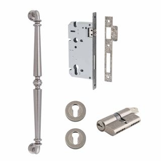 PULL HANDLE LOCK KITS DISTRESSED NICKEL