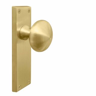 KNOB ON PLATE MATT SATIN BRASS