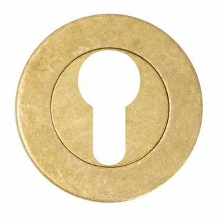 EURO CYLINDER ESCUTCHEONS RUMBLED BRASS