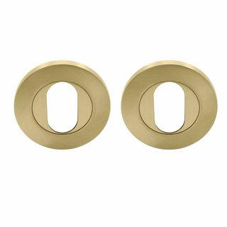 OVAL CYLINDER ESCUTCHEONS MATT SATIN BRASS