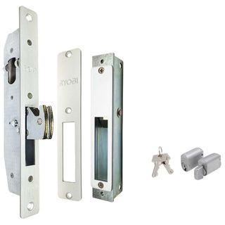 SHORT BACKSET SLIDING DOOR LOCKS SATIN CHROME