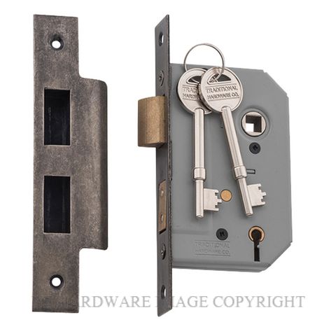 TRADCO 6152 - 6153 5 LEVER LOCKSET RUMBLED NICKEL