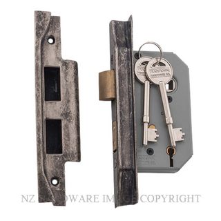 TRADCO 6156 RN REBATED 5 LEVER LOCK RUMBLED NICKEL