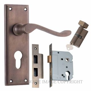 TRADCO 9709E AB CAMDEN LEVER EURO KIT ANTIQUE BRASS