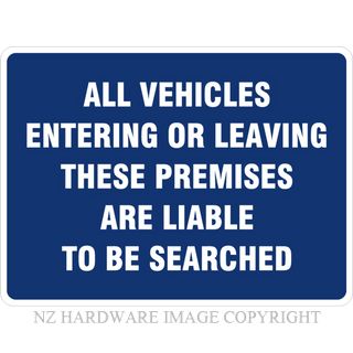 DENEEFE BA16 ALL VEHICLES MAY BE SEARCHED PVC
