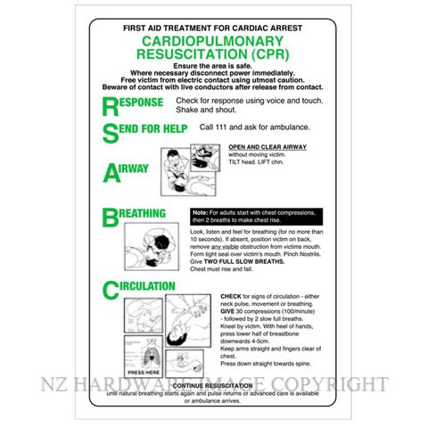 DENEEFE CPR1 CPR PROCEDURE CHART A B C PVC