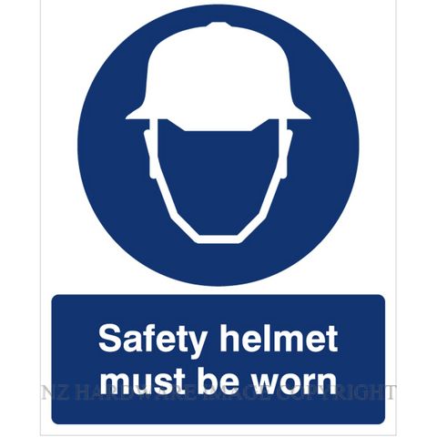 DENEEFE DNB202 SAFETY HELMET MUST BE WORN 240X300MM PVC