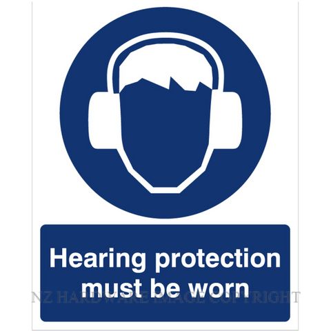 DENEEFE DNB211L HEARING PROTECTION MUST BE WORN 480X600MM PVC