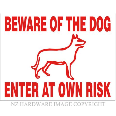 MARKIT GRAPHICS VBS462 BEWARE OF THE DOG RED ON WHITE