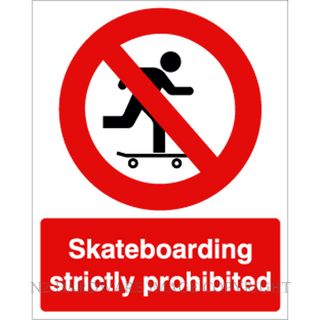 DENEEFE DNR120 SKATEBOARDING STRICTLY PROHIBITED 240X300MM PVC