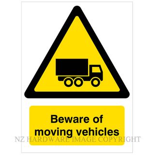 DENEEFE DNY305 BEWARE OF MOVING VEHICLES 280X380MM PVC