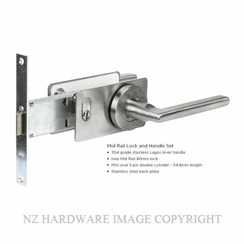 ISEO 704HANDLE MID RAIL LOCK & HANDLE SET