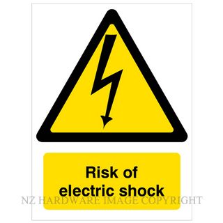 DENEEFE DNY336L RISK OF ELECTRIC SHOCK 480X600MM PVC