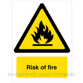 DENEEFE DNY337 RISK OF FIRE 280X380MM PVC