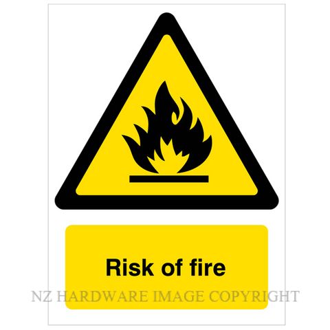 DENEEFE DNY337L RISK OF FIRE 480X600MM PVC