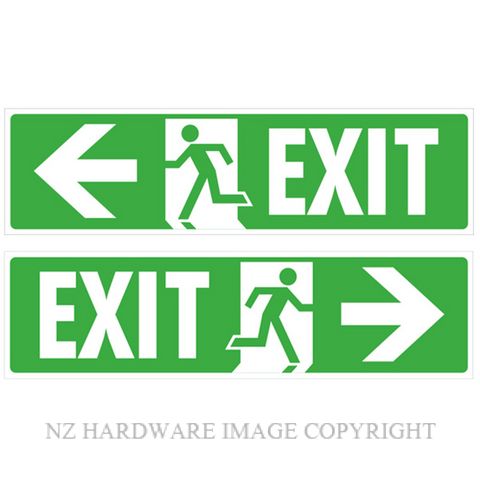 DENEEFE G43DS EXIT SYMBOL WITH ARROW DOUBLE SIDED 410X110