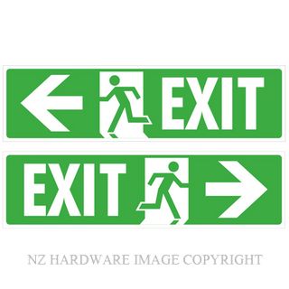 DENEEFE G43DS EXIT SYMBOL WITH ARROW DOUBLE SIDED 410X110