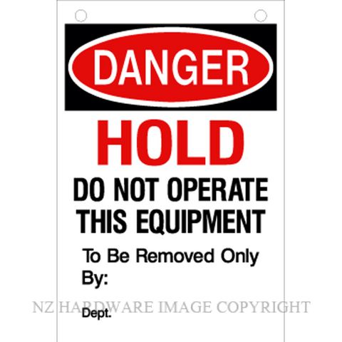 DENEEFE R6P DANGER HOLD DO NOT OPERATE THIS EQUIPMENT PVC