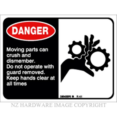 DENEEFE R41 DANGER COGS MACHINE LABEL SELF ADHESIVE