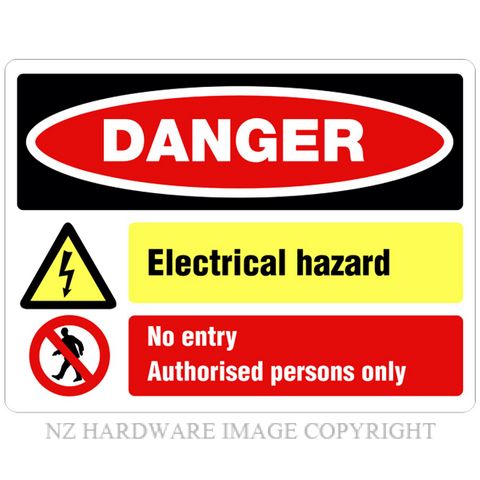 DENEEFE ELECTRICAL HAZZARD 200X150MM SELF ADHESIVE