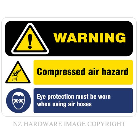 DENEEFE YA14 WARNING COMPRESSED AIR EYE PROTECTION MUST BE WORN