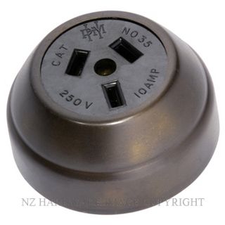 TRADCO 5564 FEDERATION SOCKET ANTIQUE BRASS-BLACK