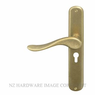 WINDSOR 8168 E48 RLB HAVEN OVAL LONGPLATE E48 KEYHOLE RUMBLED BRASS
