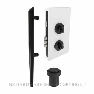 WINDSOR 1273 BLK TORCH 530MM PULL+1183 LOCK+5264 DOORSTOP MATT BLACK