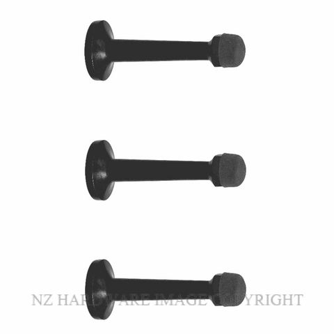 WINDSOR 5299 BLK 75MM DOORSTOP CONCEALED SKIRTING FIX 3PK MATT BLACK