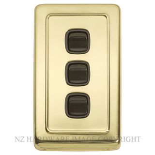 TRADCO 5804 SWITCH ROCKER 3 GANG POLISHED BRASS-BROWN