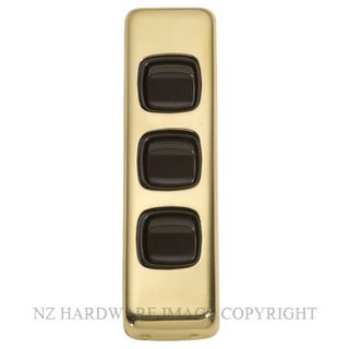 TRADCO 5806 SWITCH ROCKER 3 GANG POLISHED BRASS-BROWN