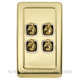 TRADCO 5955 SWITCH TOGGLE 4 GANG POLISHED BRASS-WHITE