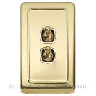 TRADCO 5953 SWITCH TOGGLE 2 GANG POLISHED BRASS-WHITE