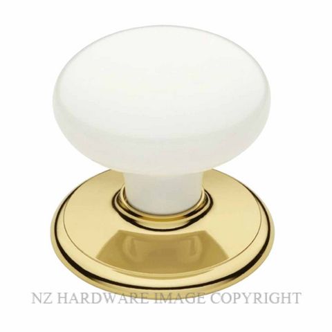 SCHLAGE CLASSIC KNOB WHITE GOLDTONE TRIM