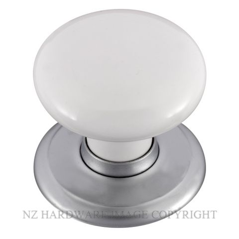 SCHLAGE CLASSIC KNOB WHITE SATIN CHROME TRIM