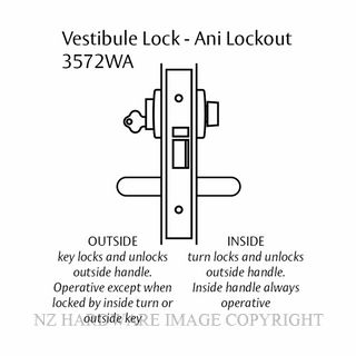 LOCKWOOD 3572WA VESTIBULE LOCK 60MM SATIN CHROME