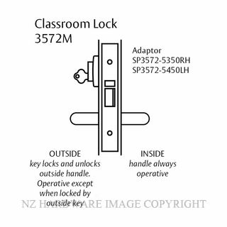 LOCKWOOD 3572M LH ANTI VANDAL CLASSROOM LOCK 60MM SATIN CHROME