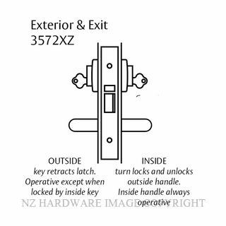 LOCKWOOD 3572XZ EXTERIOR & EXIT LOCK 60MM SATIN CHROME