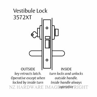 LOCKWOOD 3572XT VESTIBULE LOCK 60MM SATIN CHROME