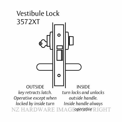 LOCKWOOD 3572XT VESTIBULE LOCK 60MM SATIN CHROME