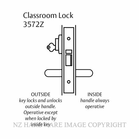 LOCKWOOD 3572Z CLASSROOM LOCK 60MM SATIN CHROME