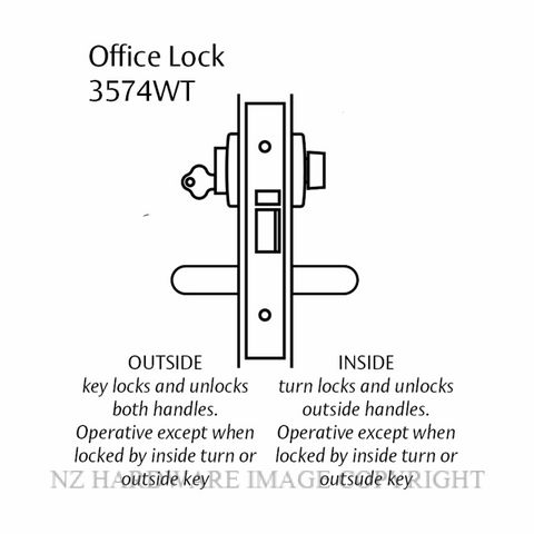 LOCKWOOD 3574WT OFFICE LOCK 60MM SATIN CHROME