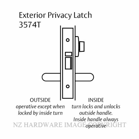 LOCKWOOD 3574-T EXTERIOR PRIVACY LATCH 60MM SATIN CHROME