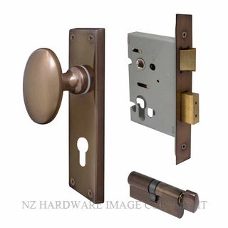 WINDSOR 5129 AB KNOB OVAL PLATE EURO LOCKING SET ANTIQUE BRONZE